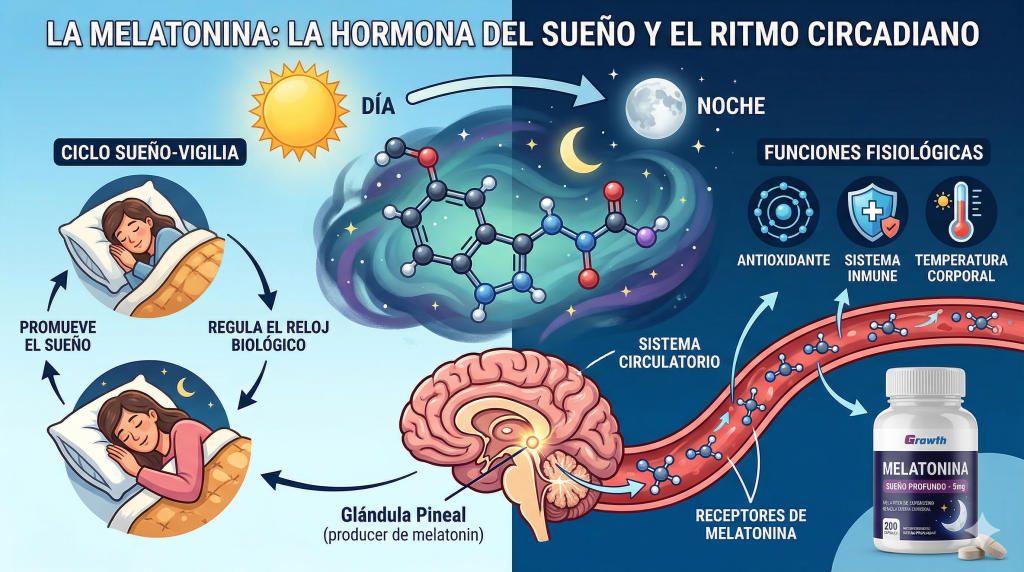 Melatonina cada noche: hormona del sueño y ritmo circadiano